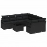 Zestaw Sof z poduszką 9 pcs Czarny polirattan