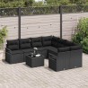 Zestaw Sof z poduszką 9 pcs Czarny polirattan