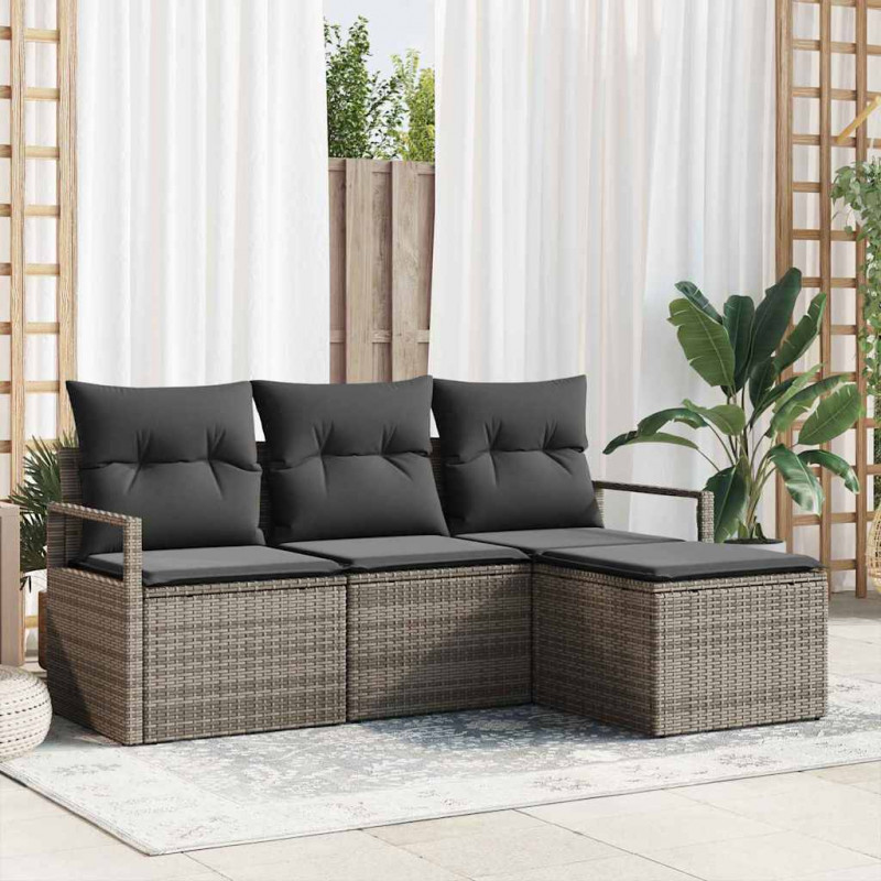 Zestaw Sof 4 pcs Szary polirattan
