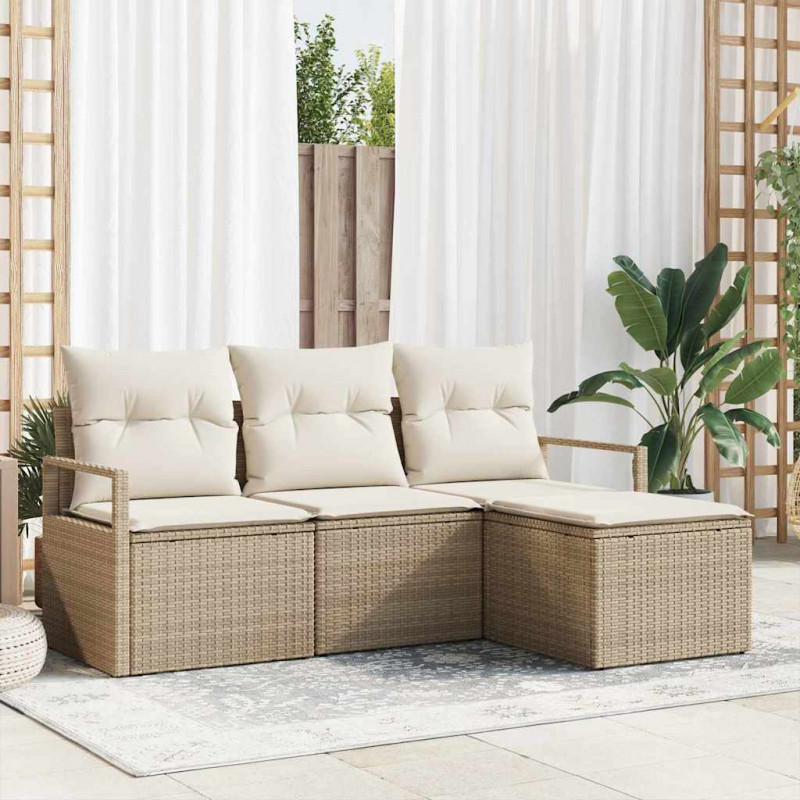 Zestaw Sof 4 pcs Beżowy polirattan