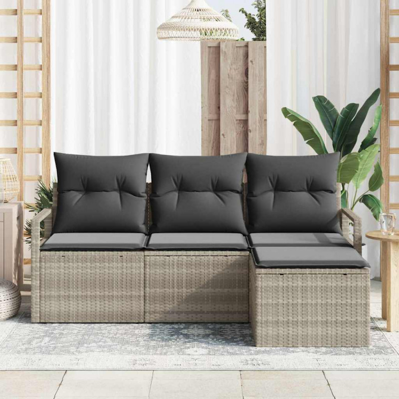 Zestaw Sof 4 pcs Jasnoszary polirattan
