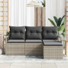 Zestaw Sof 4 pcs Jasnoszary polirattan