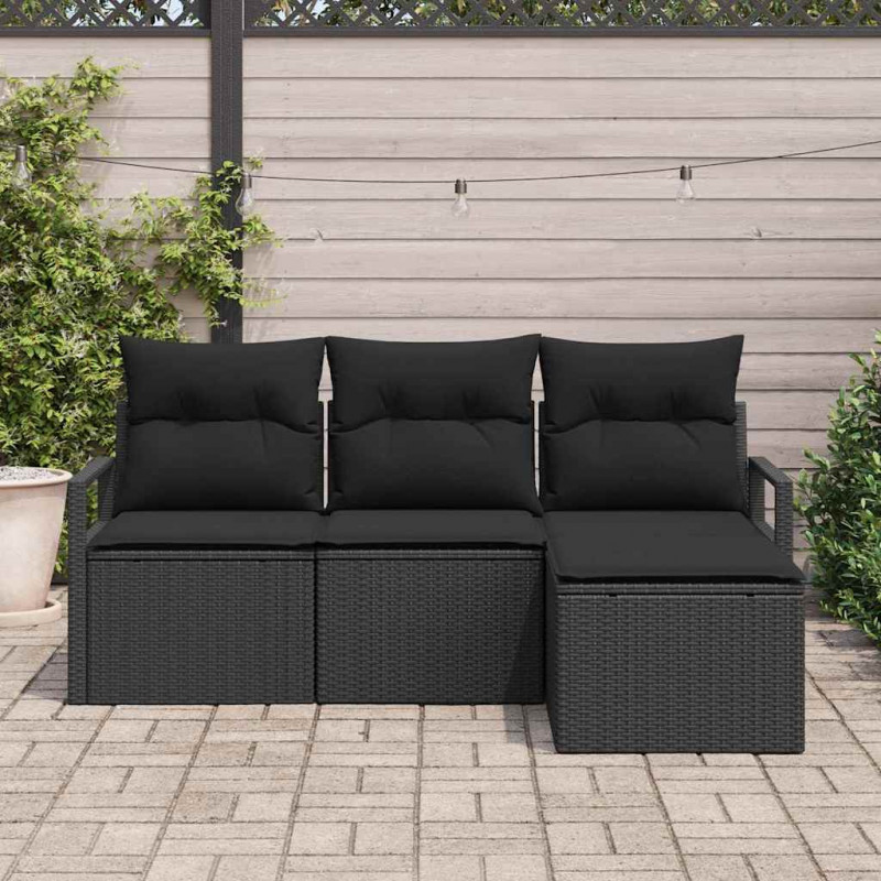 Zestaw Sof 4 pcs Czarny polirattan