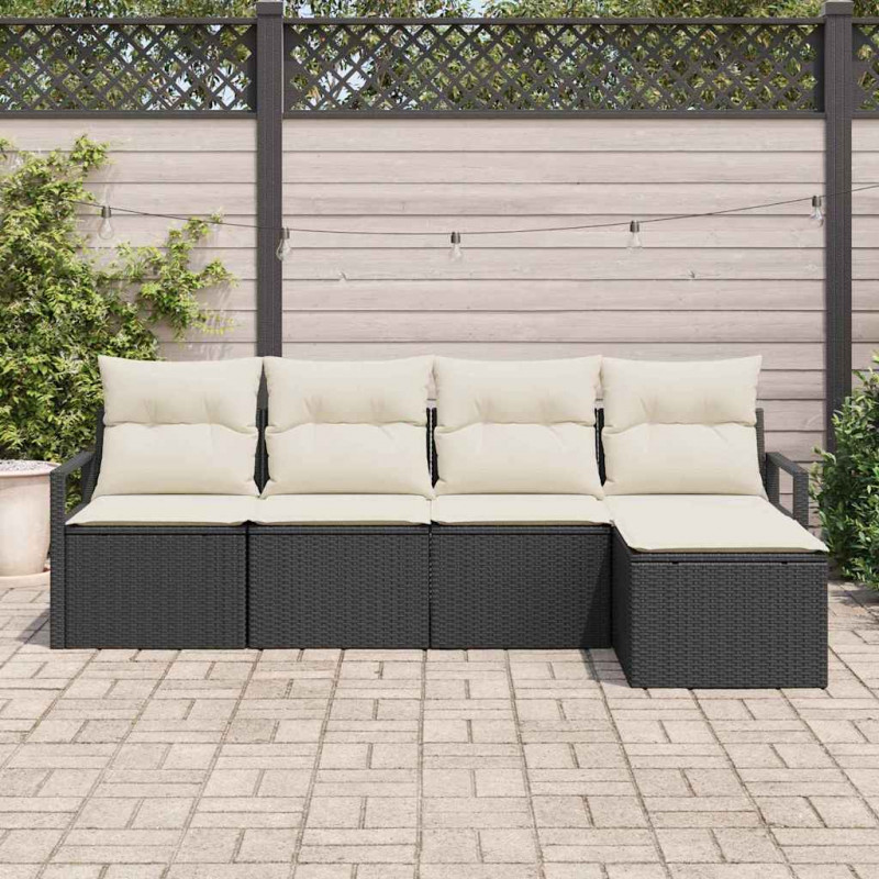 Zestaw Sof 5 pcs Czarny polirattan