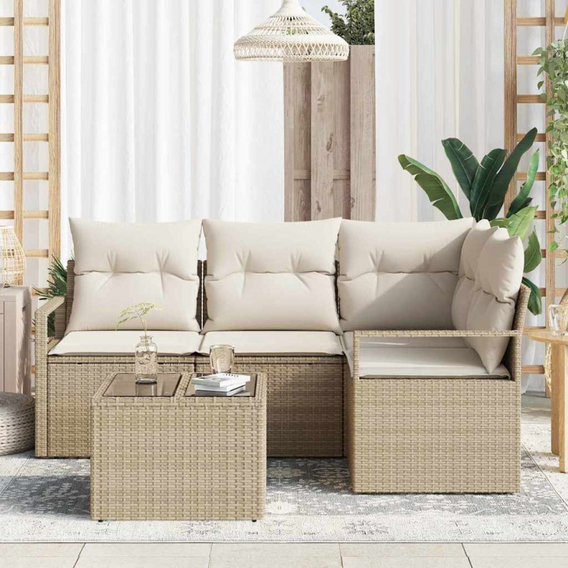 Zestaw Sof 5 pcs Beżowy polirattan