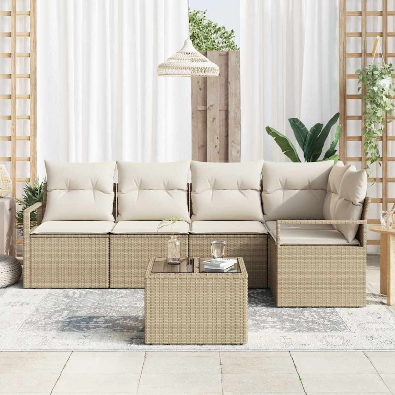Zestaw Sof 6 pcs Beżowy polirattan