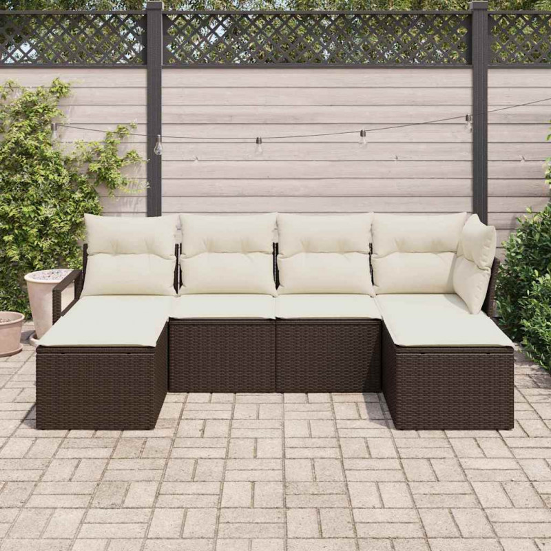 Zestaw Sof 6 pcs Brązowy polirattan