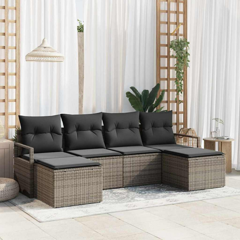 Zestaw Sof 6 pcs Szary polirattan