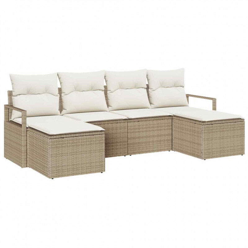 Zestaw Sof 6 pcs Beżowy polirattan