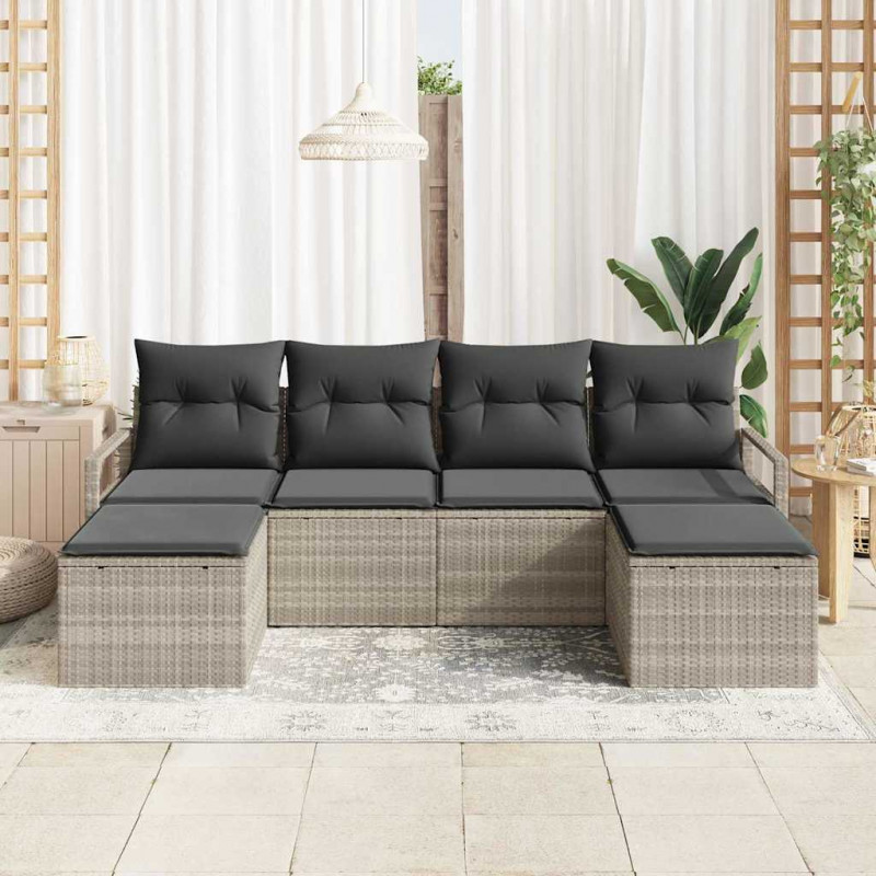 Zestaw Sof 6 pcs Jasnoszary polirattan