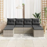 Zestaw Sof 6 pcs Jasnoszary polirattan