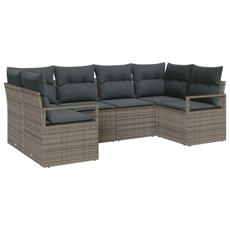 Zestaw Sof z poduszką 6 pcs Szary polirattan