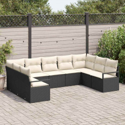 Zestaw Sof z poduszką 9 pcs Czarny polirattan