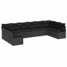 Zestaw Sof z poduszką 10 pcs Czarny polirattan