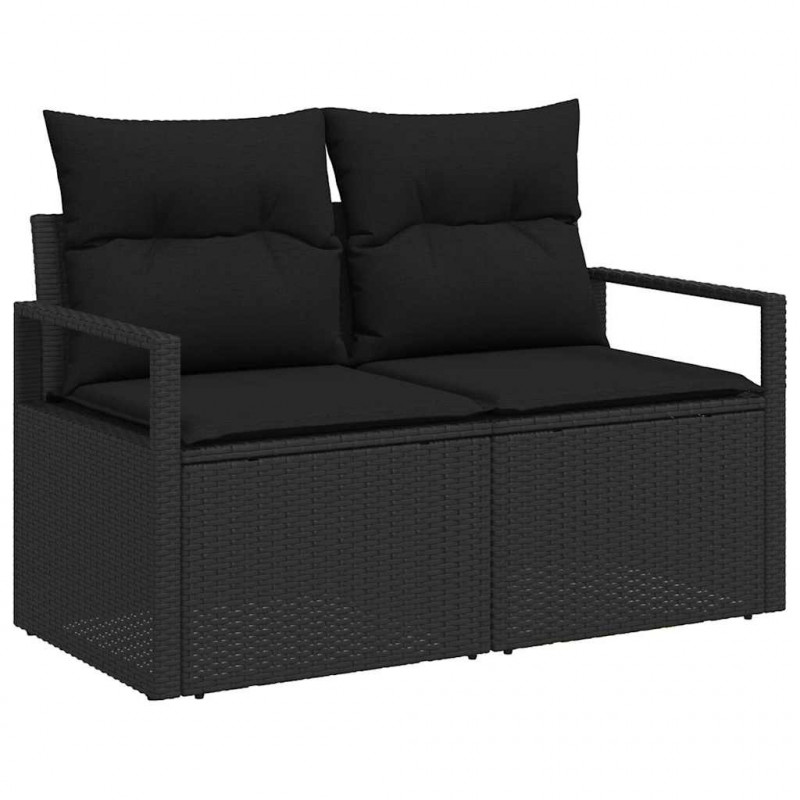 Zestaw Sof z poduszką 11 pcs Czarny polirattan