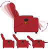 Rozkładany fotel masujący, elektryczny, czerwony, ekoskóra