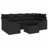 Zestaw Sof z poduszką z poduszką 7 pcs Czarny polirattan