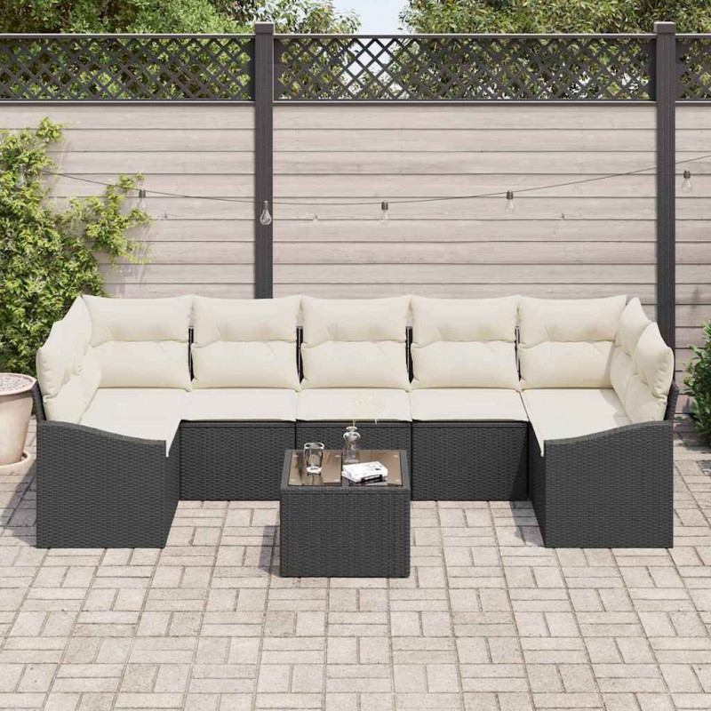 Zestaw Sof Czarny i kremowy 55 x 55 x 37 cm polirattan