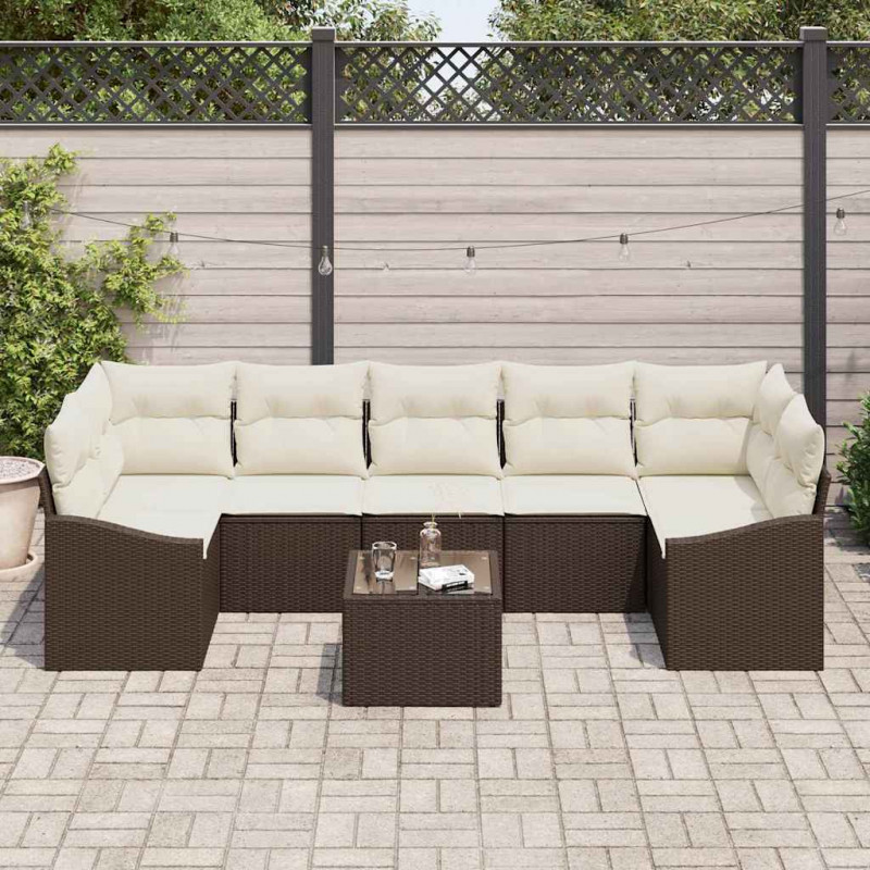 Zestaw Sof Brązowy i Kremowy 55 x 55 x 37 cm polirattan