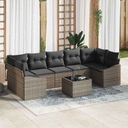Zestaw Sof z poduszką Szary 55 x 55 x 37 cm polirattan