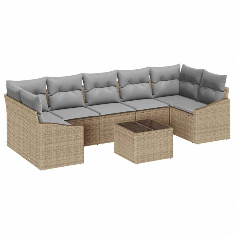 Zestaw Sof Beżowy i jasnoszary 55 x 55 x 37 cm polirattan