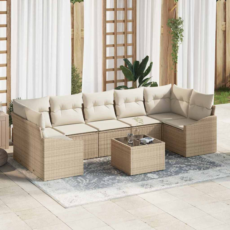 Zestaw Sof Beżowy i kremowy 55 x 55 x 37 cm polirattan