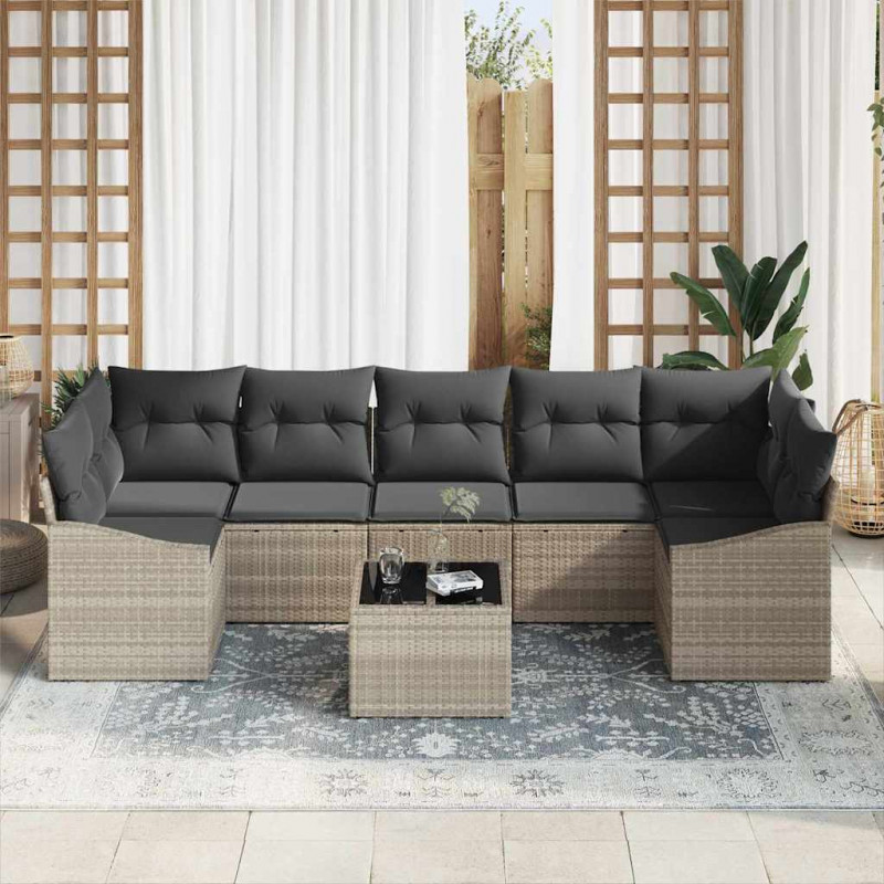 Zestaw Sof z poduszką Jasnoszary 55 x 55 x 37 cm polirattan