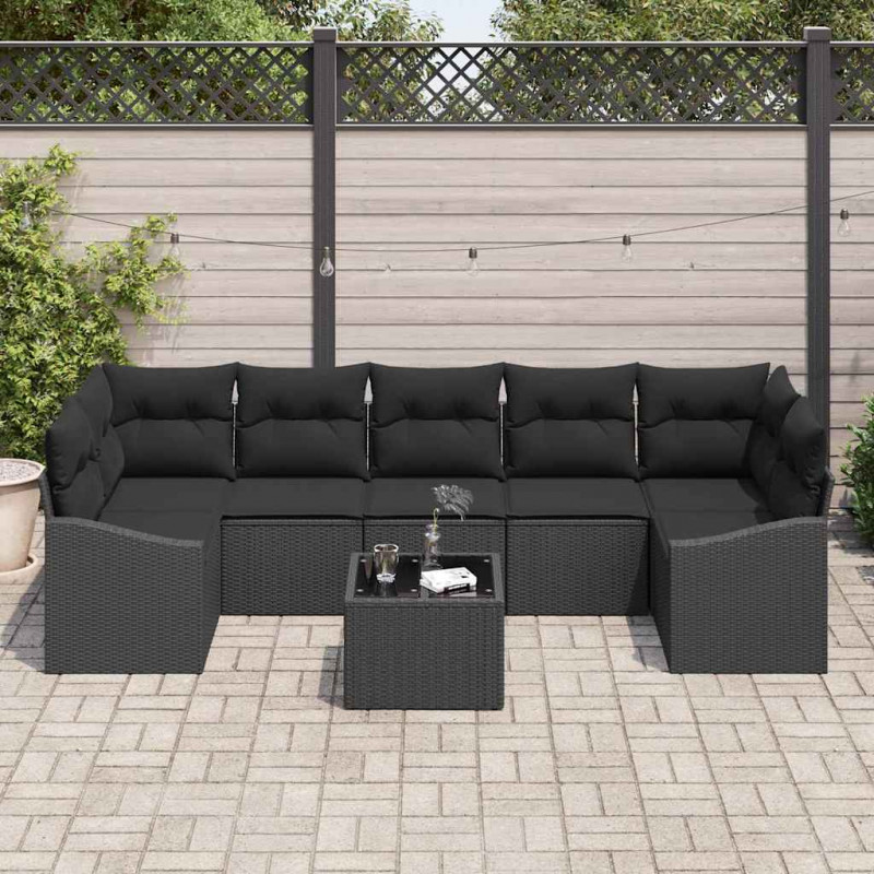 Zestaw Sof z poduszką Czarny 55 x 55 x 37 cm polirattan