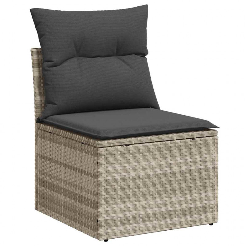 Zestaw Sof z poduszką z poduszką 9 pcs Jasnoszary polirattan
