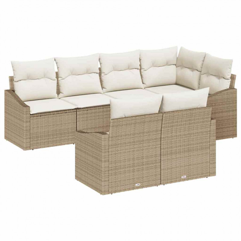 Zestaw Sof z poduszką 7 pcs Beżowy polirattan