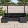 Zestaw Sof z poduszką 6 pcs Czarny polirattan