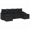 Zestaw Sof z poduszką 6 pcs Czarny polirattan