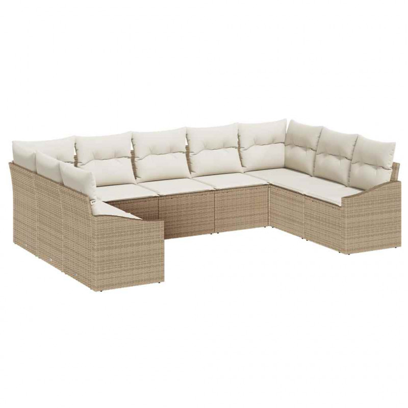 Zestaw Sof z poduszką 9 pcs Beżowy polirattan
