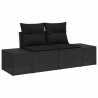 Zestaw Sof z poduszką 3 pcs Czarny polirattan