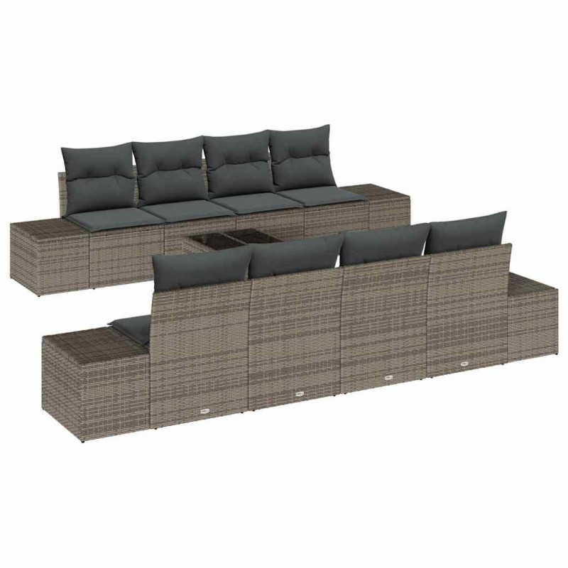 Zestaw Sof na Ogród z poduszką 7 pcs Szary polirattan