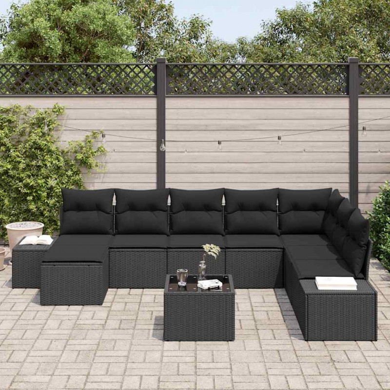 Zestaw Sof na Ogród z poduszką 9 pcs polirattan