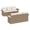 Zestaw Sof na Ogród z poduszką 7 pcs Beżowy polirattan