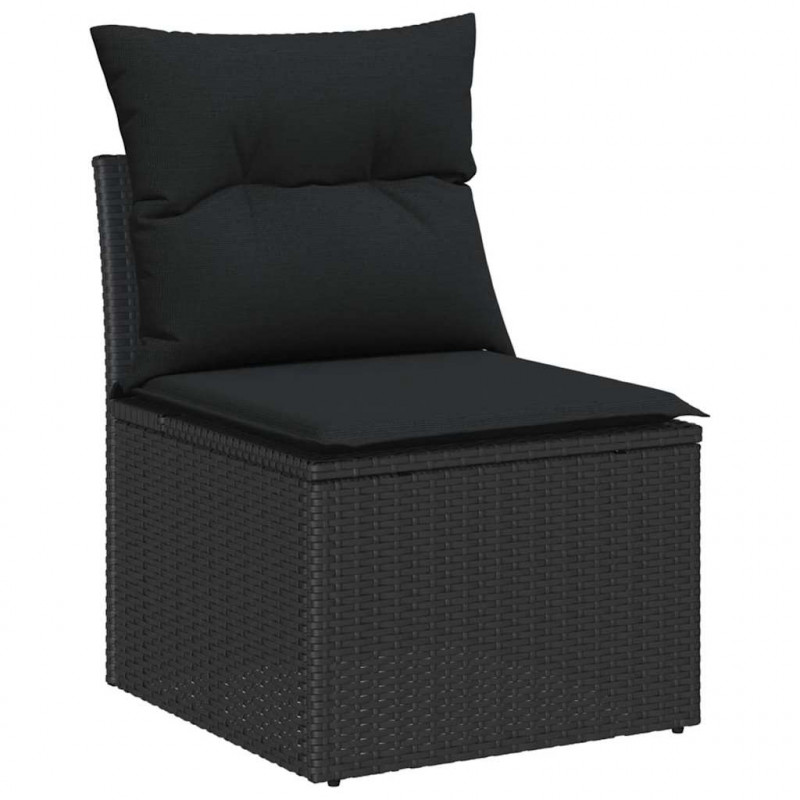Zestaw Sof na Ogród z poduszką 7 pcs Czarny polirattan