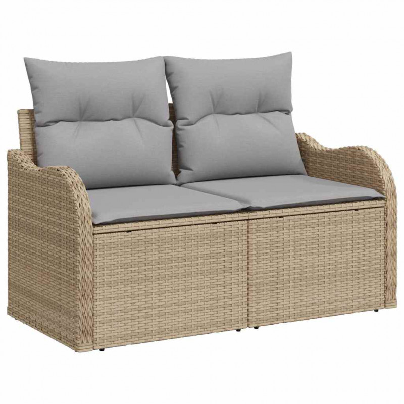 Zestaw Sof na Ogród z poduszką 7 pcs Beżowy polirattan