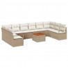 Zestaw Sof na Ogród z poduszką 11 pcs Beżowy polirattan