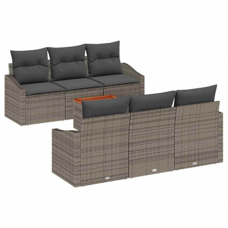 Zestaw Sof na Ogród z poduszką 7 pcs Szary polirattan
