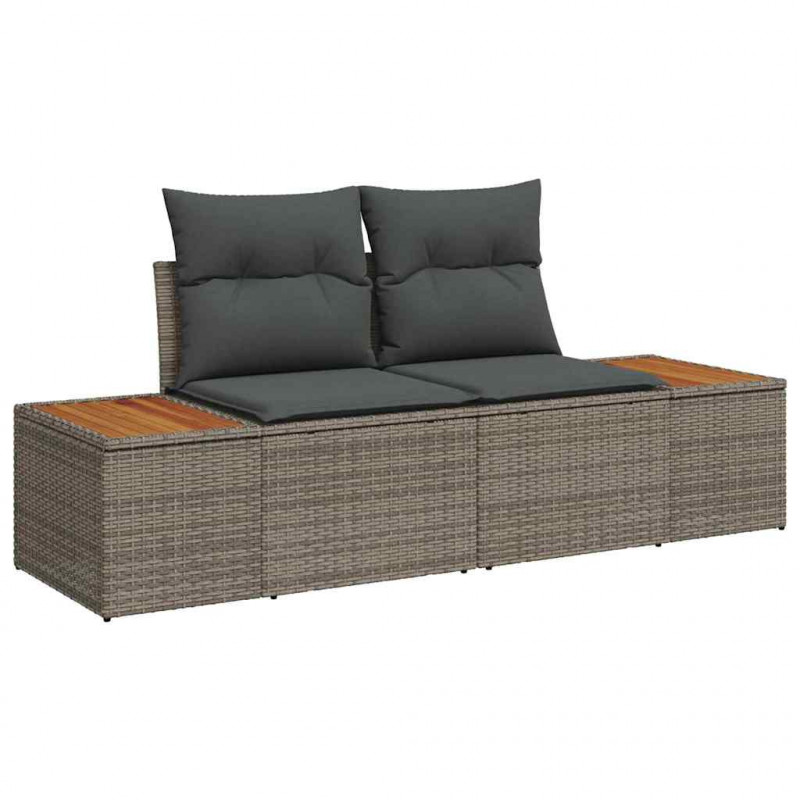Zestaw Sof na Ogród z poduszką 3 pcs Szary polirattan