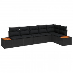 Zestaw Sof na Ogród z poduszką 6 pcs Czarny Polirattan