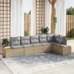 Zestaw Sof na Ogród z poduszką 6 pcs Beżowy Polirattan