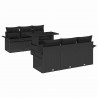 Zestaw Sof na Ogród z poduszką 7 pcs Czarny polirattan