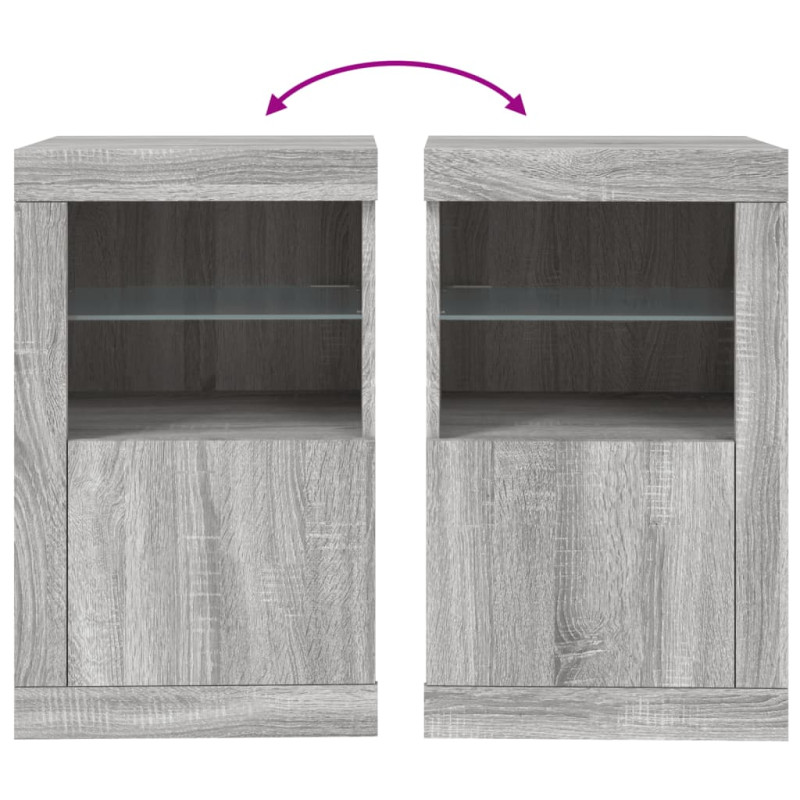 Szafki z LED, 2 szt., szary dąb sonoma, materiał drewnopochodny