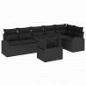 Zestaw Sof na Ogród z przechowywaniem 7 pcs Czarny polirattan