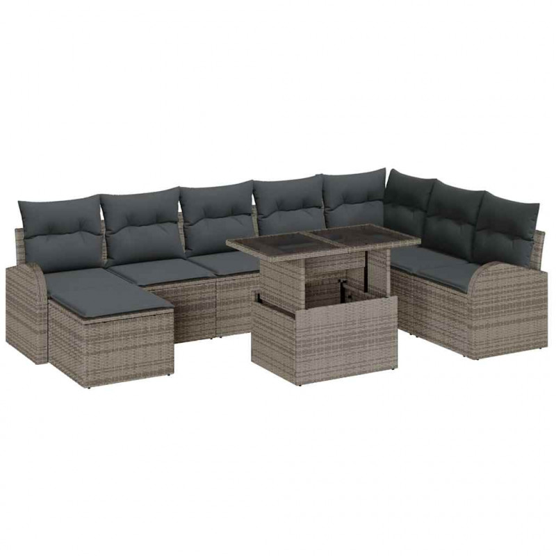 Zestaw Sof na Ogród z poduszką 9 pcs Szary