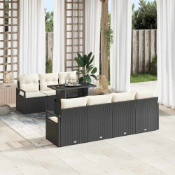 Zestaw Sof na Ogród 8 pcs Czarny i kremowy polirattan