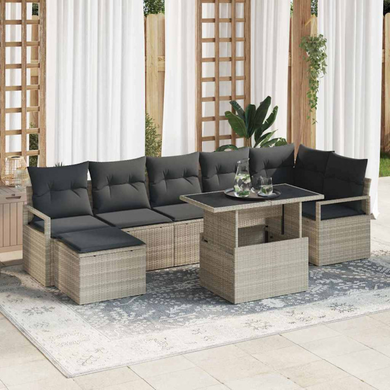 Zestaw Sof na Ogród z poduszką 8 pcs Jasnoszary